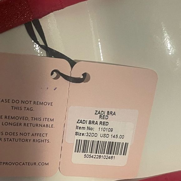 NWT Agent Provocateur Zadi Red 3 Piece Set Bra 32DD, Thong AP4, Suspenders AP4 - Picture 9 of 11